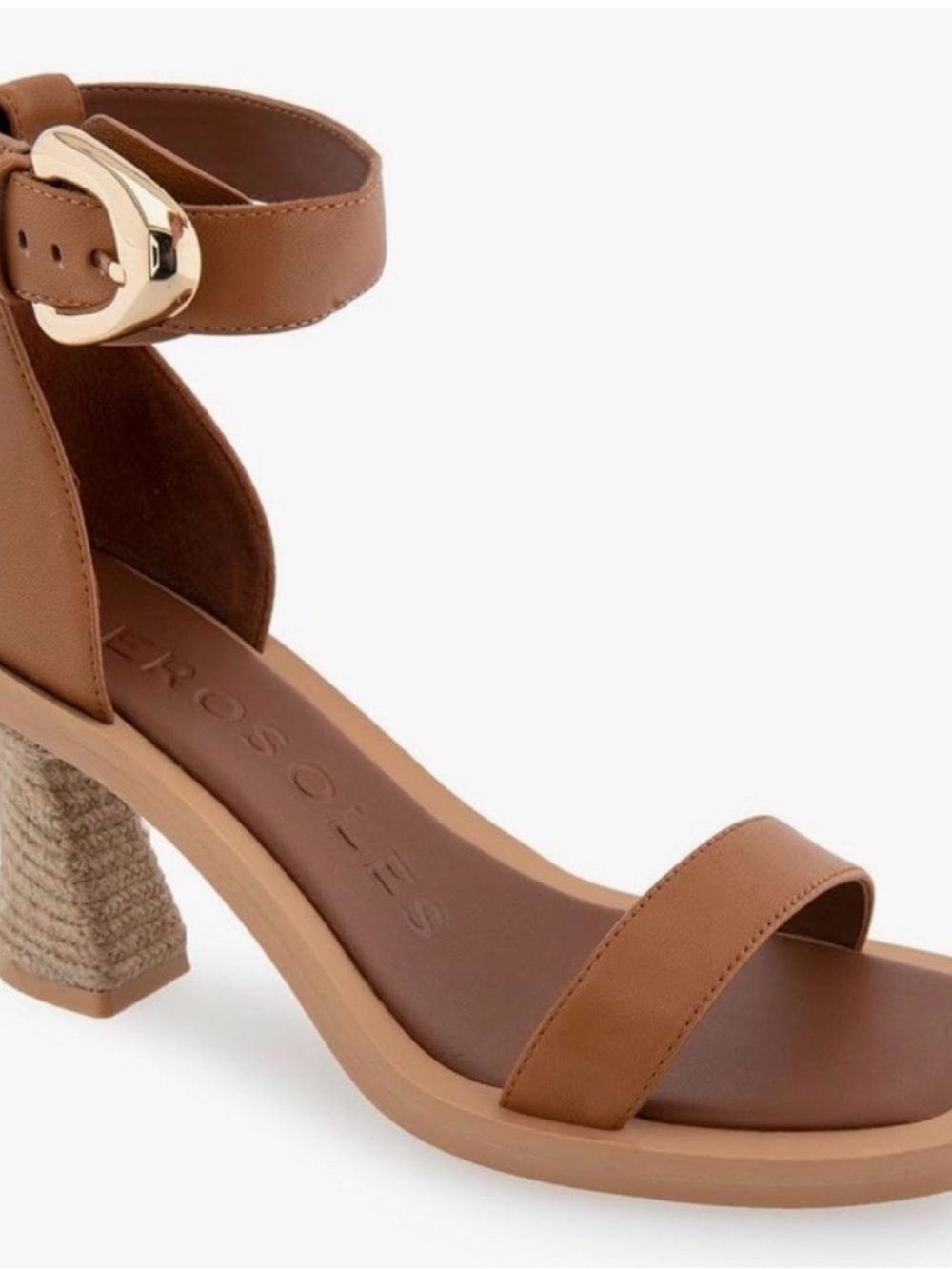 AEROSOLES Tan Ankle-Strap Block Heel Sandal